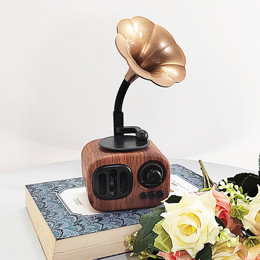 Music Apollo B7 Vintage Bluetooth Speaker – Retro Gramophone Style, 5W Stereo