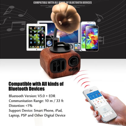 Music Apollo B7 Vintage Bluetooth Speaker – Retro Gramophone Style, 5W Stereo