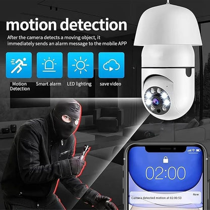 360° Panoramic Light Bulb Security Camera WiFi 1080p with Motion Tracking, Two-Way Audio & Night Vision (K-803)