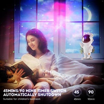 Astronaut Galaxy Star Projector Night Light with Remote & Timer – 360° Adjustable LED Space Lamp for Kids Bedroom