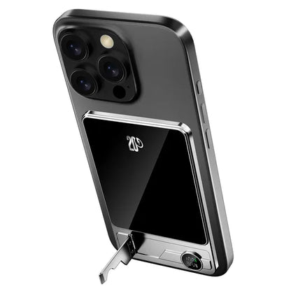 10000mAh Ultra-Thin MagSafe Power Bank 15W Wireless Charger with Foldable Stand – Grey