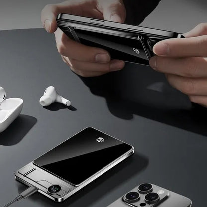 10000mAh Ultra-Thin MagSafe Power Bank 15W Wireless Charger with Foldable Stand – Grey