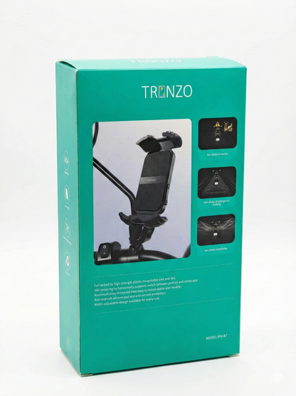 TRONZO PH-07 Motorcycle Phone Stand – 360° Rotating Handlebar Mobile Holder