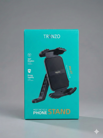 TRONZO PH-07 Motorcycle Phone Stand – 360° Rotating Handlebar Mobile Holder
