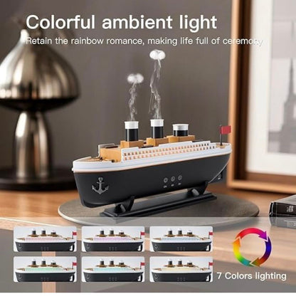 Ship-Shaped Aroma Diffuser & Humidifier with 7-Color Ambient LED Light