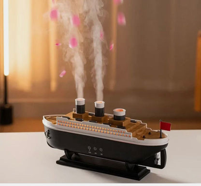 Ship-Shaped Aroma Diffuser & Humidifier with 7-Color Ambient LED Light