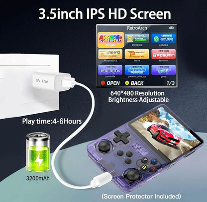 R36S Retro Handheld Game Console – 3.5” IPS Screen, 64/128GB Storage, Preloaded Classic Games
