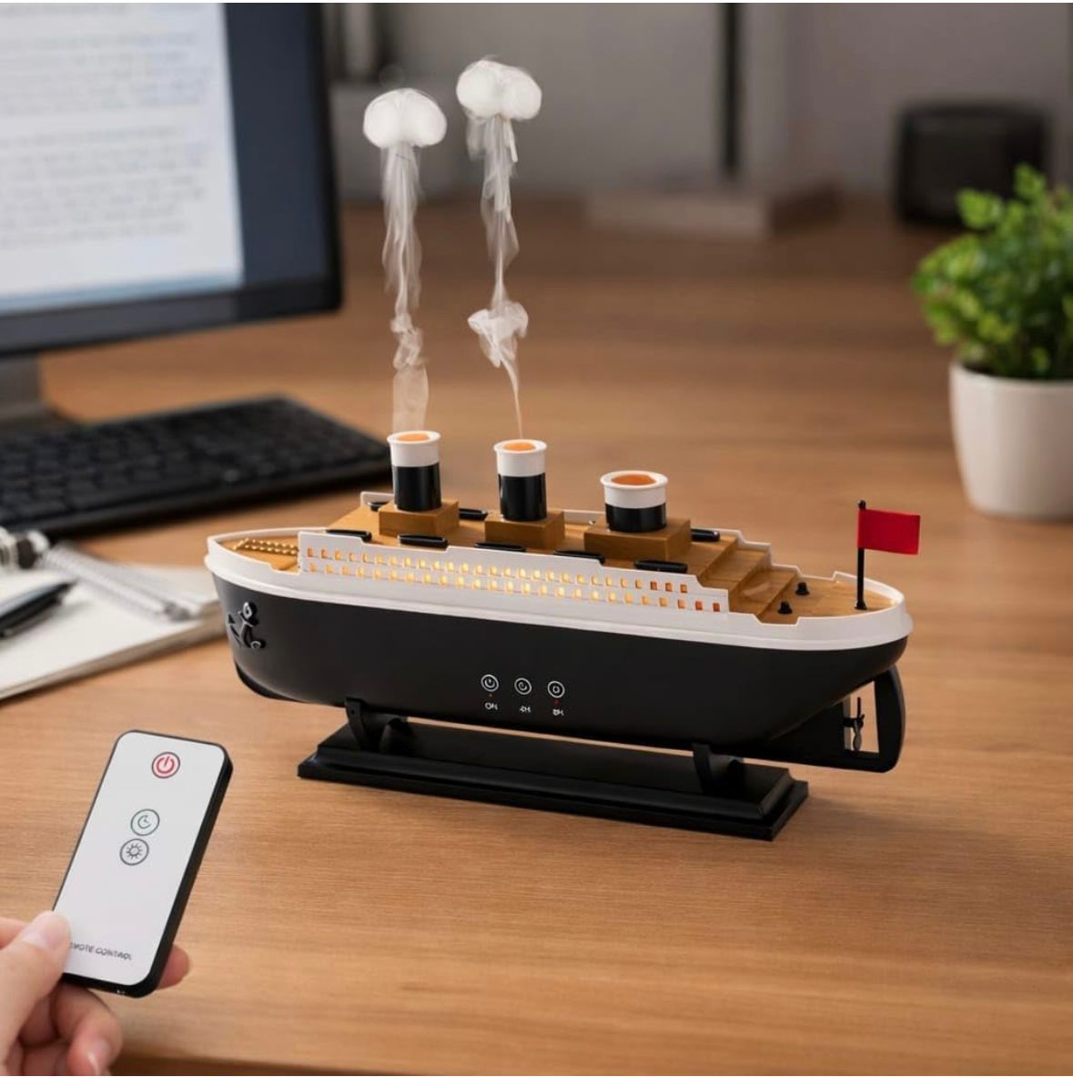 Ship Shaped Aroma Diffuser & Humidifier With 7 Color Ambient LED Light